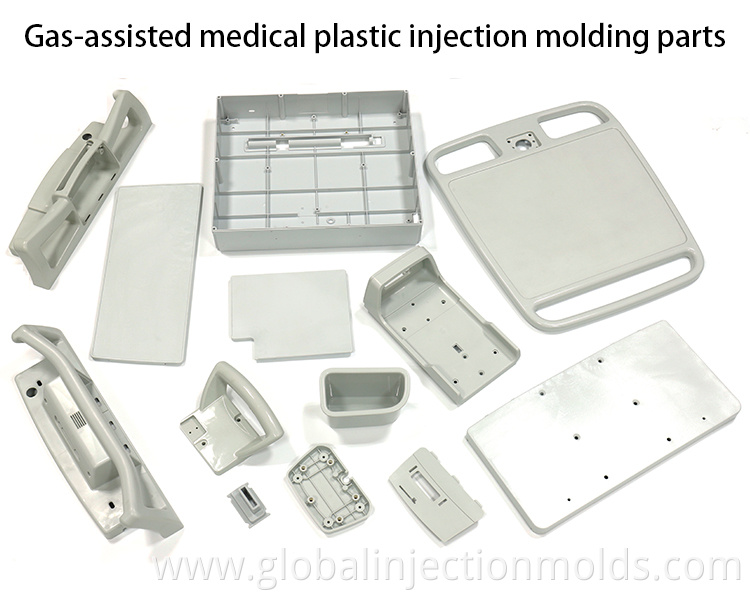 Gas assist injection molding is especially ideal for large handles/equipment covers/ doors/ bezels/cabinets and skins